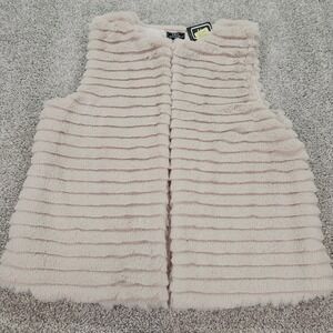 Lisa International Faux Fur Vest Sleeveless Blush‎ Pink / Beige Layering Vest M